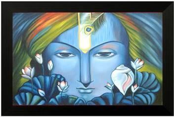 Pintura Canvas Painting With UV print of lord krishna Painting with wooden  frame # Art Print # Best