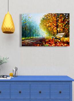 Artfry Autumnal Forest Landscape Landscape Wall Painting Beautiful Nature Scenery Painting Exclusive Pine Wooden Framed Wall Art Paintings Digital Reprint 24 Inch X 18 Inch Painting Price In India