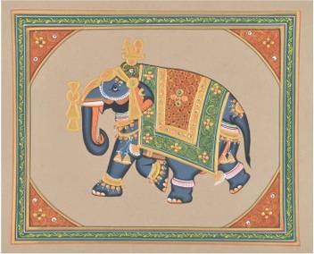 Mangala Art Elephant Paper Gold Paint Traditional Tanjore Painting