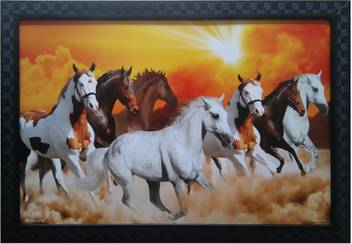 Art Collection Seven Horse 7 Horses Wall Painting With Frame 7