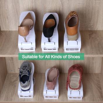 Royalkart Multicolor Shoe Slots Space Saver Adjustable Shoe Slot Organizer Shoe Holders For Sandals Heels Casual Shoes And Sneakers Pack Of 4 Plastic Shoe Stand Price In India Buy Royalkart Multicolor
