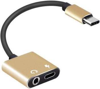 Gvaas Golden 2 In 1 Usb Type C Aux Charger To 3 5mm Audio Aux Headphone Audio Jack Charging Cable Adapter Splitter Converter For Type C Smartphones Laptop Golden Phone Converter Price In