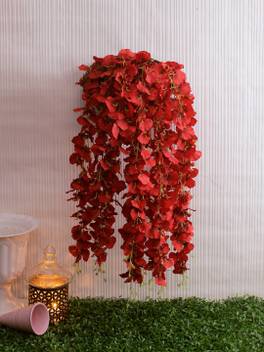 Fourwalls Artificial Hanging Dancing Orchid Flower Bush 85 Cm Long 5 Branches Red Set Of 2 Red Orchids Artificial Flower Price In India Buy Fourwalls Artificial Hanging Dancing Orchid Flower Bush