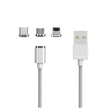 Fleejost Fleejost 3 In 1 Magnetic Charging Cable With 2 Charging Connectors To Support Both Apple Android Charging 2 4a With Indicator Charging Led Light 1 M Micro Usb Cable Fleejost Flipkart Com