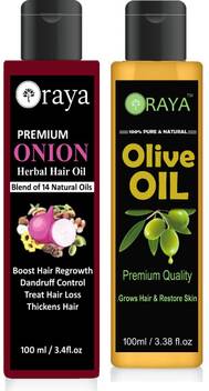 Oraya 100 Pure Organic Olive Oil Onion Oil Pack Of 2 Bottle 200ml Hair Oil 200 Ml Hair Oil Price In India Buy Oraya 100 Pure