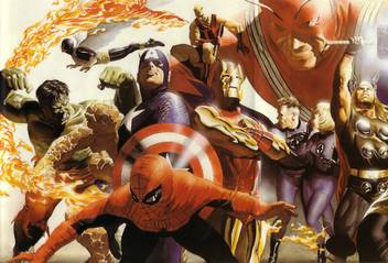 Comics Collage Superhero Hulk The Thing Spider Man Captain America Human Torch Iron Man Thor Invisible Woman Mr Fantastic Hd Wallpaper Background Paper Print Comics Posters In India Buy Art Film,Soviet Meme Gif