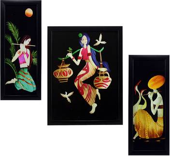 Indianara 3 Pc Set Of Modern Art Paintings 865 Without Glass