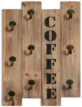 Coffee Cup Wall Mounted Hanger Rack Hot Coffee Shape Organizer Black Hook