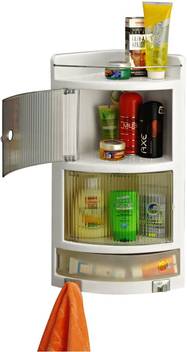 Houzie Perrytm Stylish Bathroom Plastic Corner Cabinet Mp3 White