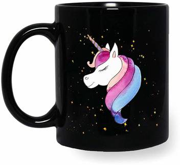 Ikraft Black Coffeemug Unicorn Head Printed Tea Cup For Sister