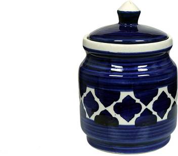 Gss Blue Mughal Art Ceramic Cornichon Storage Jar For Pickle 2 Kg 2 L Ceramic Pickle Jar Price In India Buy Gss Blue Mughal Art Ceramic Cornichon Storage Jar