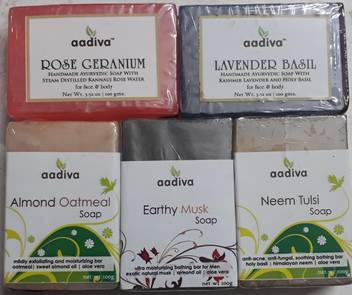 Aadiva Handmade 5 Pcs Soap Combo Pack Rose Geranium Lavender Basil Neem Tulsi Earthy Musk Almond Oatmeal Price In India Buy Aadiva Handmade 5 Pcs Soap Combo