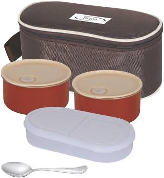 Flipkart Rema Microwave Safe Inner Stainless Steel Lunch Box With Roti 2 Container Tiffin Bag Air Vent Technology 3 Containers Stainless Steel Lunch Box With Roti