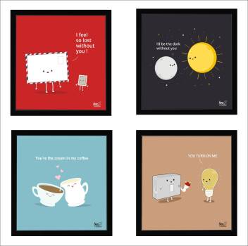 Love 9 9 Inches Framed Poster Set Of 4 Valentine Gift For Him And Her Paper Print Humor Quotes Motivation Posters In India Buy Art Film Design Movie