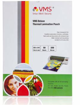 Vms Deluxe Thermal A4 Lamination Pouch 225x310mm 250 Micron For Document And Certificate A4 Laminating Sheet Price In India Buy Vms Deluxe Thermal A4 Lamination Pouch 225x310mm 250 Micron For Document
