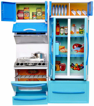 kitchen set and barbie set