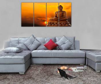 Insta Design 4 Panel Frames Lord Buddha Wall Painting For Living