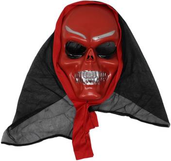 Tootpado Skull Face Mask With Hood Halloween Props Red 2fns235