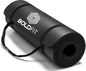 Basics 1//2-Inch Extra Thick Yoga And Exercise Mat with Carrying Strap Black