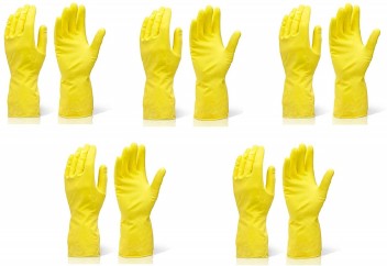 yellow dishwashing gloves