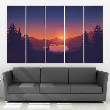 Coloriffy Multiple Frames Beautiful Sunset Wall Painting For Living Room Bedroom Office Hotels Drawing Room Split Painting Of 5 130cm X 76cm Digital Reprint 30 Inch X 52 Inch Painting Price How to draw scenery of sunrise step by step with pencil, pencil drawing for beginners dear beautiful river scenery drawing with boat and sunrise | easy step by step natural scenery. flipkart