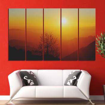 >Coloriffy Multiple Frames Beautiful Sunrise Wall Painting For Living Room Bedroom Office Hotels Drawing Room Split Painting Of 5 130cm X 76cm Digital Reprint 30 Inch X 52 Inch Painting Price