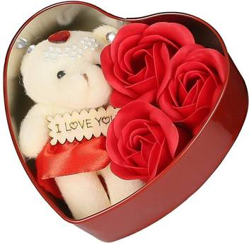 Fabzone Valentine Day Heart Shape Box With Rose Love Couple Gift For Boy Girl Girlfriend Boyfriend Lover Birthday Anniversary Teddy Figurine Decorative Showpiece 11 Cm Price In India Buy Fabzone Valentine Day Heart Shape