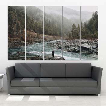 Coloriffy Multiple Frames Beautiful Scenery Wall Painting for Living Room,  Bedroom, Office, Hotels, Drawing Room | Split Painting of 5 (130cm X 76cm)  Digital Reprint 30 inch x 52 inch Painting Price