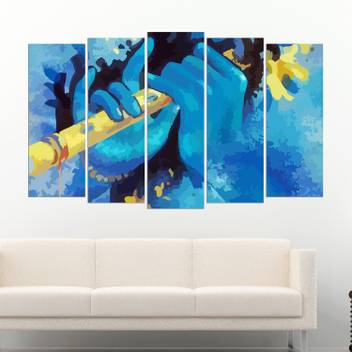 Coloriffy Multiple Frames Beautiful Krishna Flute Wall Painting
