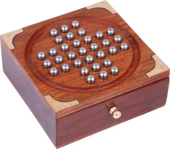 wooden board game with marbles