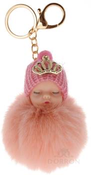 Dorron Stylish Cute Sleeping Baby Design Fluffy Faux Fur Pom Pom