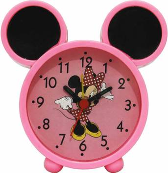 Fstyler Analog Mickey Mouse Pink Color Alarm Clock For Study Table Clock