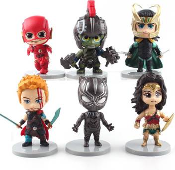Toy Mela 6 Pcs Set Marvel Avengers Infinity War Hulk Ragnarok Vision Loki Thor Black Panther Wonder Woman Action Figures With Stand 6 Pcs Set Marvel Avengers Infinity War