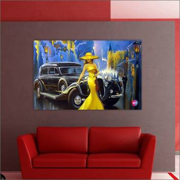 Chandras Car And Girl Old City Single Frame Panel Canvas Wall Art Canvas Canvas 18 Inch X 28 Inch Painting Price In India Buy Chandras Car And Girl Old City Single