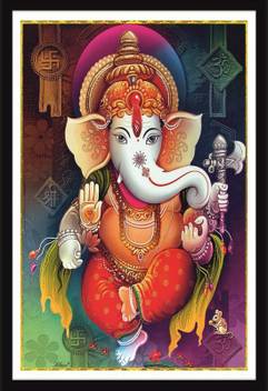 Online Center Lord Ganesha Shree Ganesh Shri Ganpati Hd Wall Framed Poster Multicolor Frame 14 X 20 Inch Paper Print Religious Posters In India Buy Art Film
