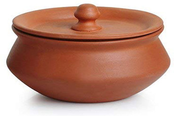 Handmade Clay Handi with lid//Clay Dal Handi//Clay Dahi Handi 1 pc 500 ml
