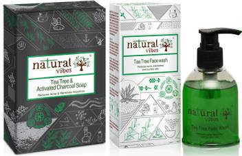 Natural Vibes Tea Tree And Activated Charcoal Bath And Body Treatment With 1 Tea