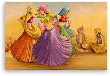 Art Amori Rajsthani Folk Dance Canvas Painting Canvas 18 Inch X 24