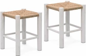 Powerpak Wooden Jute Mini Stool Ottoman Pouffe Stool Muddi Footstool For Living Room Drawing Room Office
