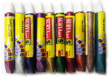 10 X Glitter Glue Gel Pens Art Craft Sparkly Coloured Markers