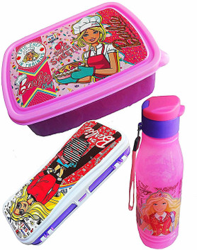 barbie special pencil box tiffin box water bottles combo set