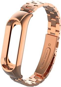 Shopizone Metal Strap For Mi Band 3 Rose Gold Smart Band Strap