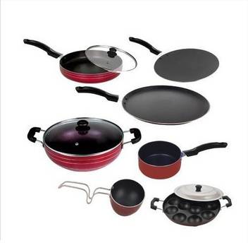 Capital 7 Piece Combo Non Stick Kadai With Lid 2 5 Liter Capacity And Dosa Tawa And Fry Pan With Lid Cookware Set Price In India Buy Capital 7 Piece Combo Non