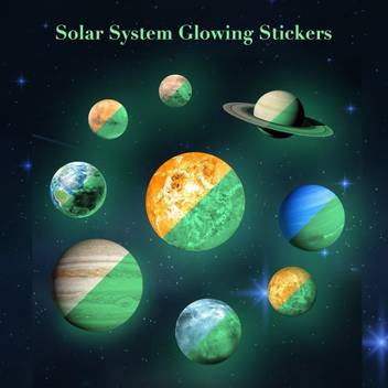 Amaonm Set Of 9 Glow In The Dark Solar System Planet Wall Decals Removable Diy Sun
