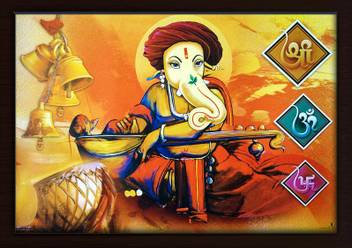 GANPATI EXPORT MODERN ART GANESHA INK PRINT PAINTING WITH BROWN PHOTO FRAME  Religious Frame Price in India - Buy GANPATI EXPORT MODERN ART GANESHA INK  PRINT PAINTING WITH BROWN PHOTO FRAME Religious