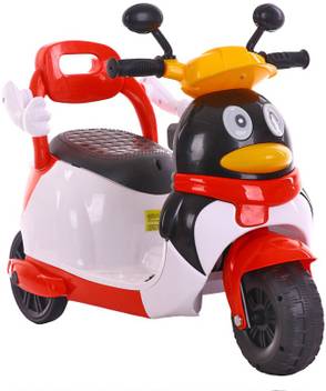 Toy House 3 Wheel Penguin Scooter Rechargeable Battery Operated Ride On For Kids 2 To 6yrs Red Bike Battery Operated Ride On Price In India Buy Toy House 3 Wheel Penguin Scooter Rechargeable