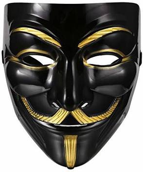 Partyballoonshk V For Vendetta Comic Face Mask Anonymous Guy Fawkes Black Gold Pack Of 2 Party Mask Price In India Buy Partyballoonshk V For Vendetta Comic Face Mask Anonymous Guy