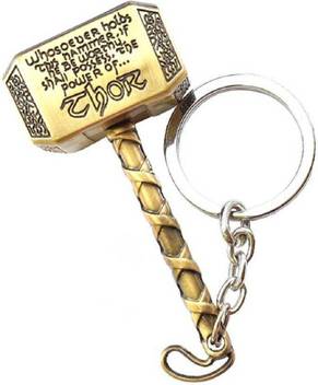 Falcon18 Thor Hammer Big Size Marvel Avengers Superhero Golden Colour Metal Keychain Keyring For Bikes Cars Bags Home Cycle Men Women Boys And Girls Key Chain Price In India Buy
