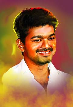 Actor Vijay No 3 Digital Painting Wall Poster Print On Art Paper