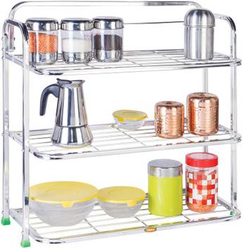 Patelraj Pure Ss Kitchen Stand And Book Shelf 3 Step